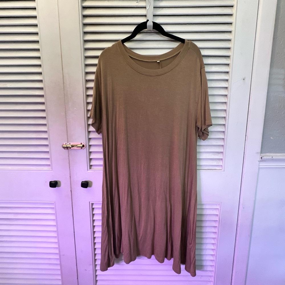 Casual Tan T-Shirt Dress